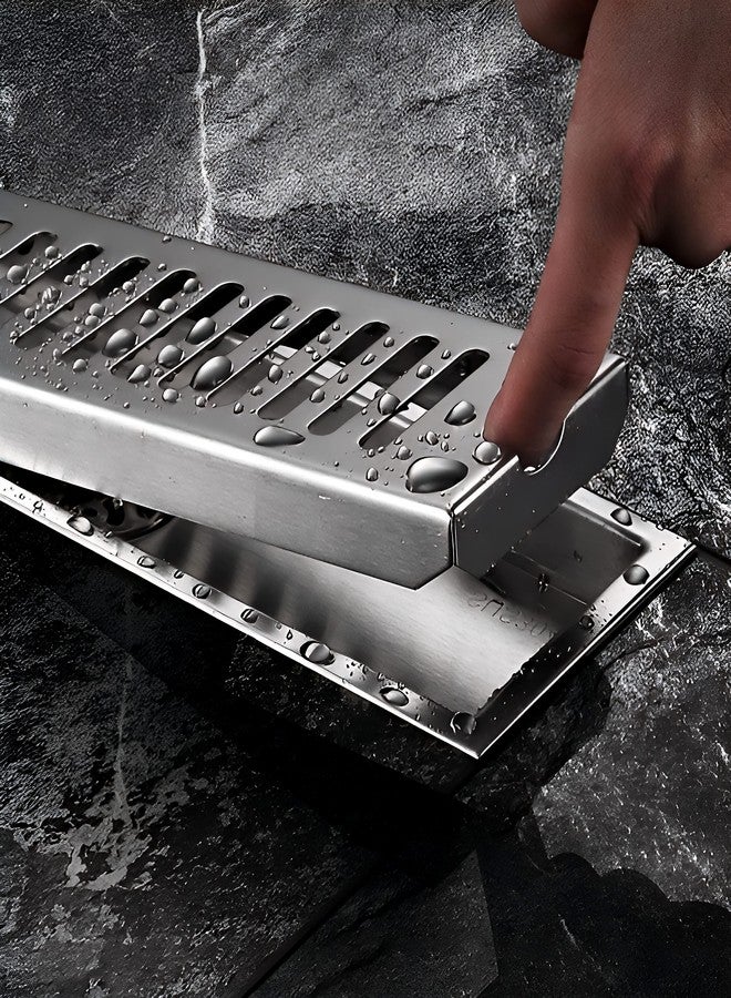 CARNIVAL Linear/Vertical 12" x 4" Shower Water Drain Channel 12 inch Long | Floor Drainer for Bathroom | Bathroom Drainage Jali | 304 Stainless Steel | Side Hole (12"x4") - Image 3